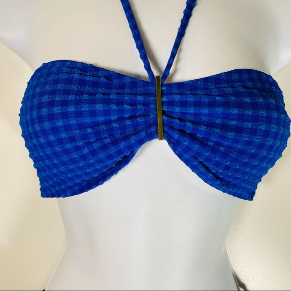 Cobalt Blue Textured Check 2 Pc Bikini - Picture 7 of 10